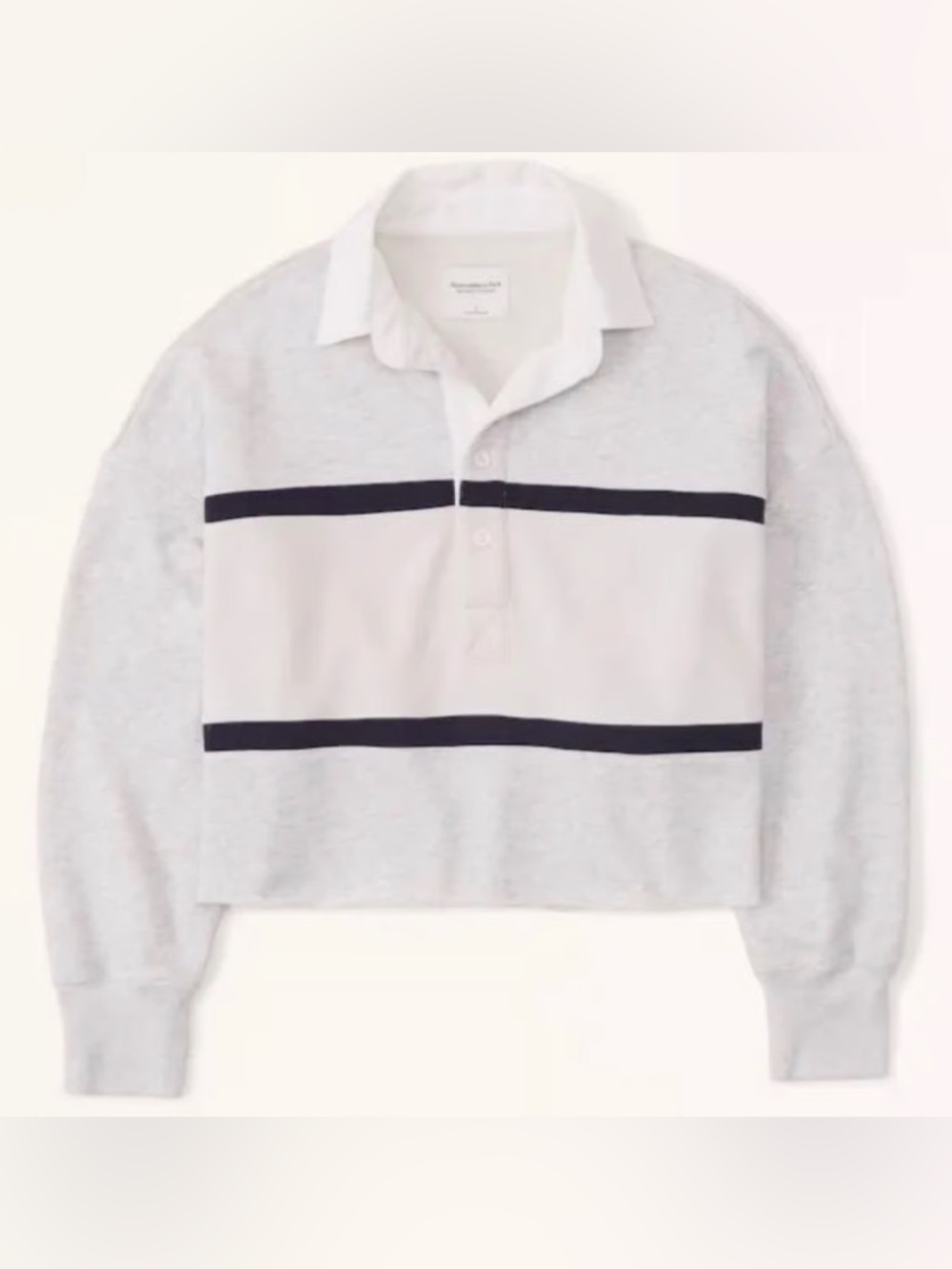 Abercrombie & Fitch Cropped Rugby Polo Sweatshirt Soft A&F Collection